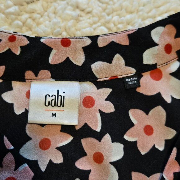 CAbi Harmony Blouse Black & Pink Floral Print Women's Top Style 5347 Size M - Picture 4 of 5